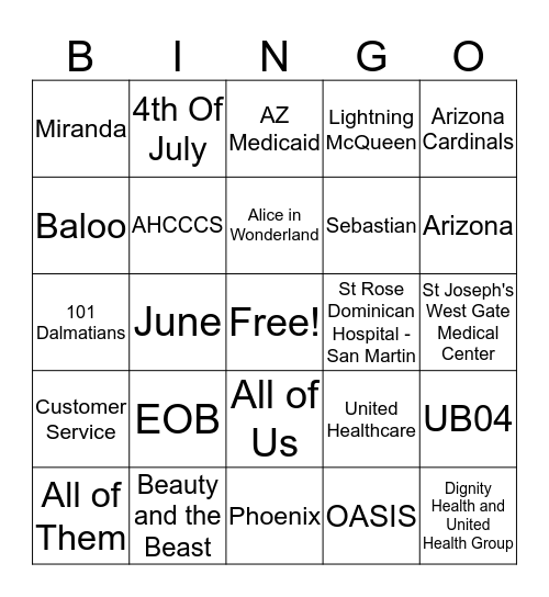 Optum 360 Bingo #2 Bingo Card