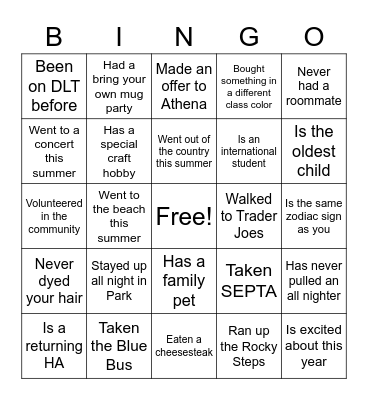 Get to Know Each Other Bingo! Bingo Card