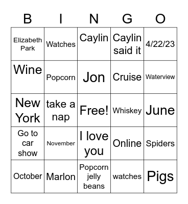 Congratulations Caylin & Marlon Bingo Card
