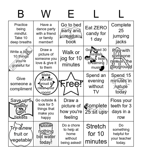 SEPTEMBER 2022 - Student Wellness Challenge Bingo Card