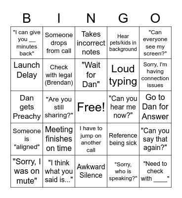 Marketing WEBEX Bingo Card