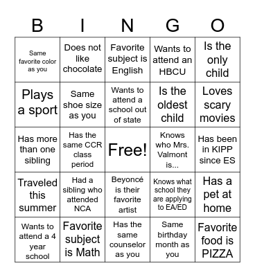 EA/ED Icebreaker Bingo Card