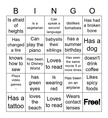 A-A BINGO Card