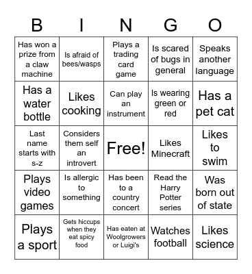 Find someone who... Bingo Card