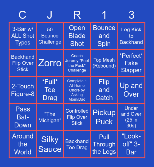 CJR13 - Skills Challenge Bingo Card