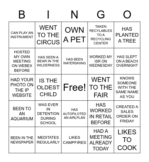 ENGAGEMENT FUN Bingo Card