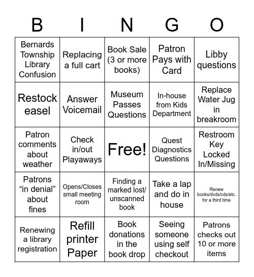 Circulation Bingo Card