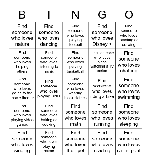 WHAT WE LOVE... Bingo Card