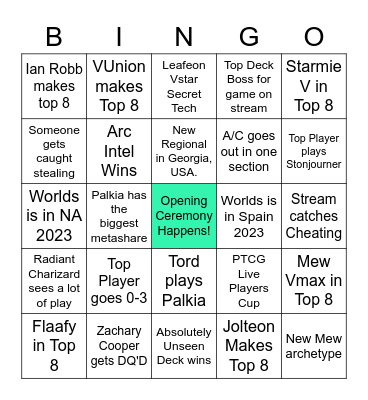 Worlds 2022 Bingo 5 in a Row Bingo Card