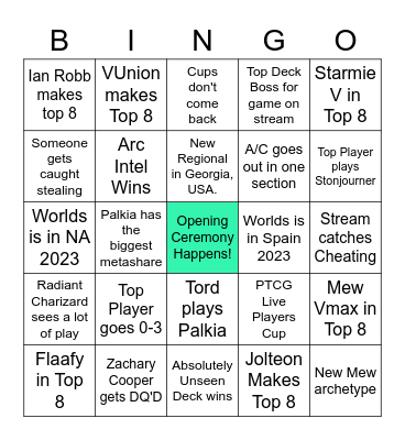 Worlds 2022 Bingo 5 in a Row Bingo Card