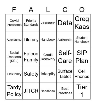 Welcome Back BINGO Card