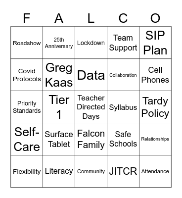 Welcome Back BINGO Card