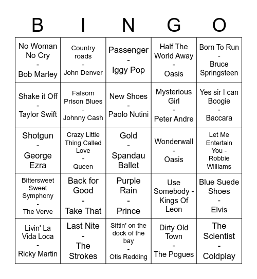 Round One Bingo Card