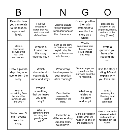 Annotation Bingo Card