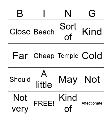 Unit 14 Bingo Card