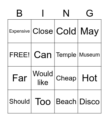 Unit 14 Bingo Card