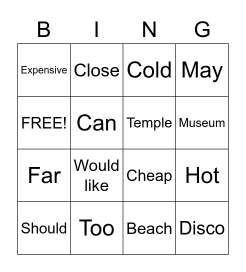 Unit 14 Bingo Card
