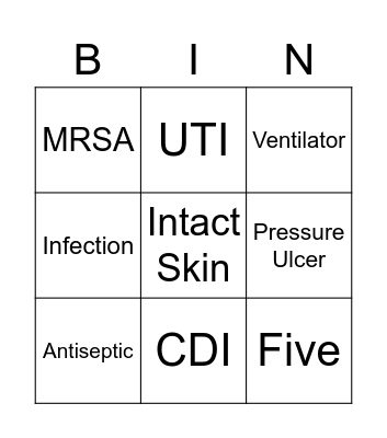 Infection Prevention Bingo Card