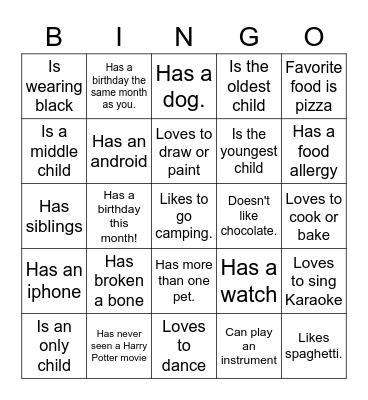 Ice-Ice Breaker! Bingo Card