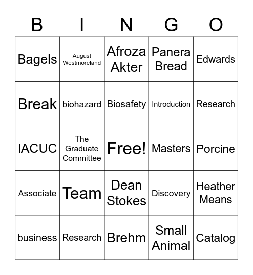Kickoff Bingo Card