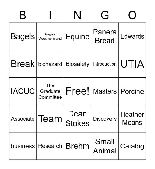 Kickoff Bingo Card