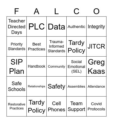 Welcome Back BINGO Card