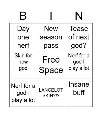 Smite bingo Card