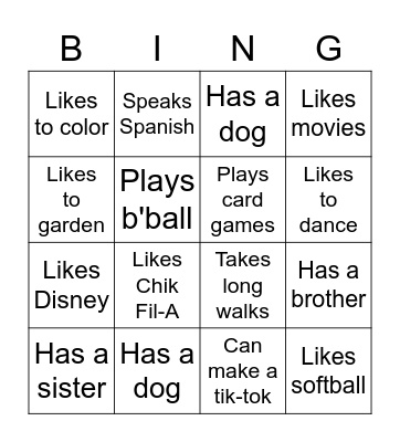 Project SAINT Find Someone Who Bingo Card