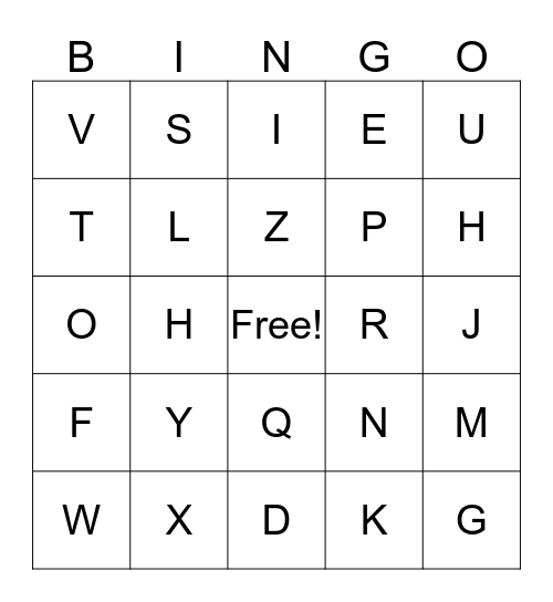 Alphabet Bingo Card