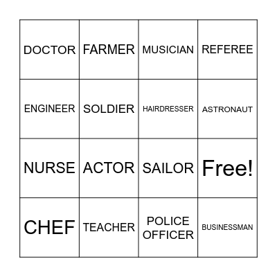 JOB BINGO! Bingo Card