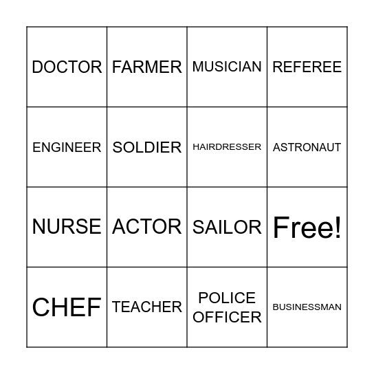 JOB BINGO! Bingo Card