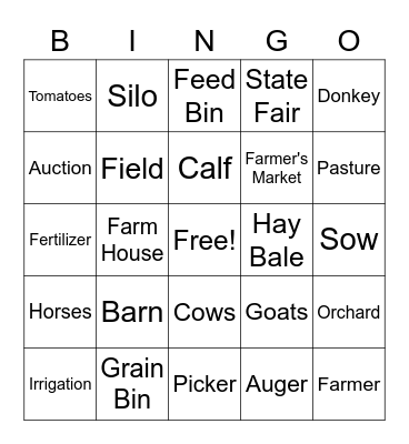 FARM BINGO Card
