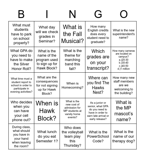 First Day Of School Bingo Card