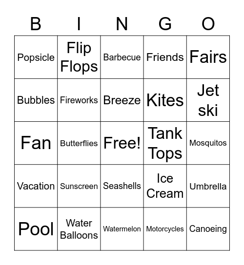 Peer Play BINGO Card