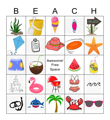 Beach Bingo Card