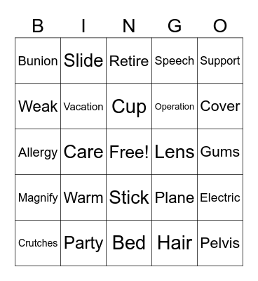 75 and Fabulous Bingo Card