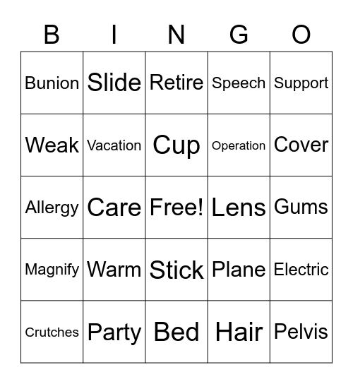 75 and Fabulous Bingo Card