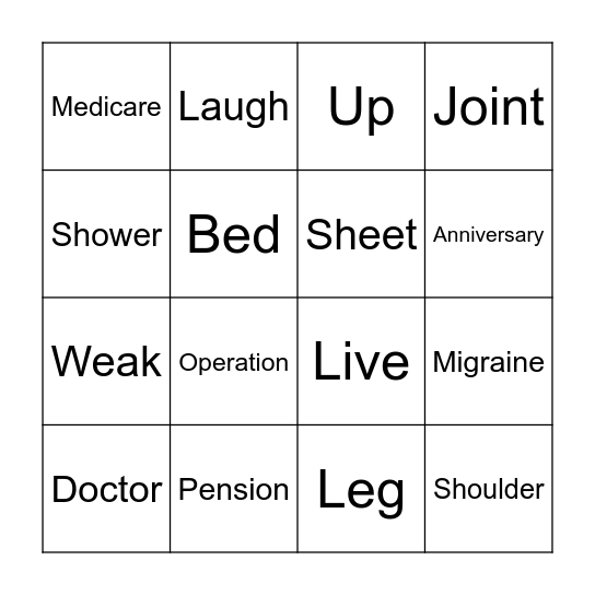 75 and Fabulous Bingo Card