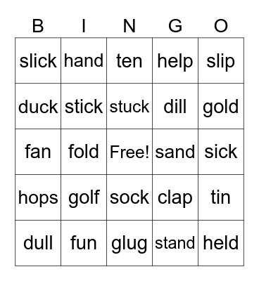 Group 3 Words Bingo Card
