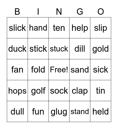 Group 3 Words Bingo Card