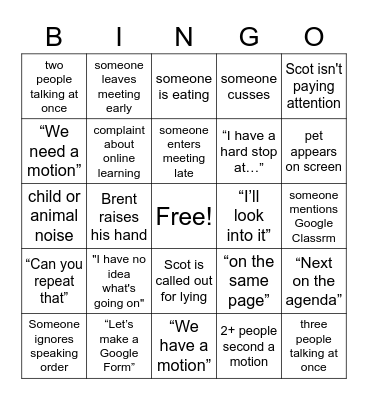 Utilities Bingo Card