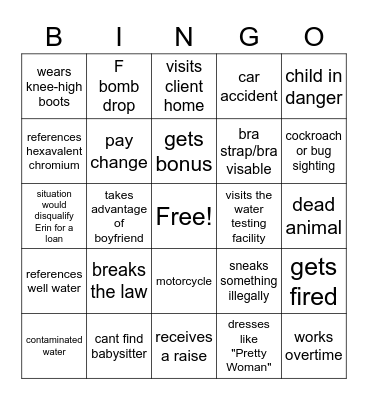 Brockovich Bingo Card