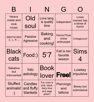 Am I your type? 🥺 Bingo Card