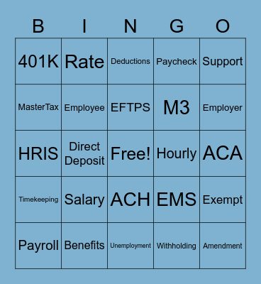 PAYROLL BINGO Card