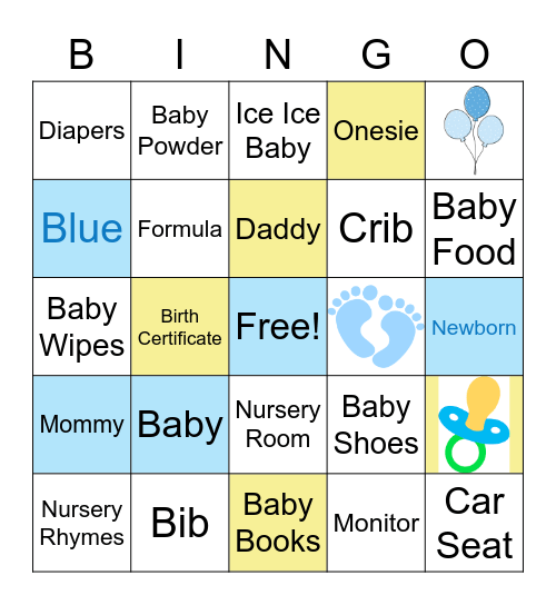 Kris & Tiana Hastings Baby Shower Bingo Card
