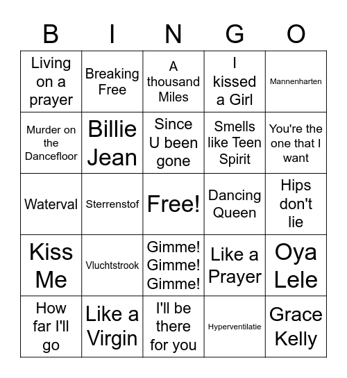 Eurydice Hitjesbingo Card