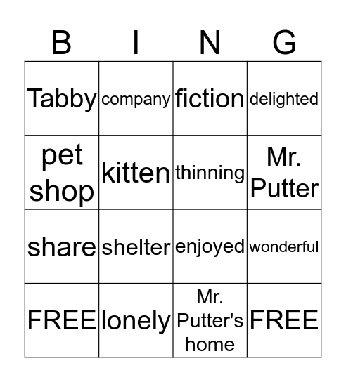 2.1.2 Mr. Putter and Tabby Pour the Tea Bingo Card