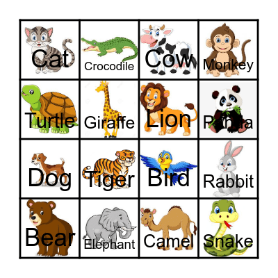 ANIMALS 2 Bingo Card