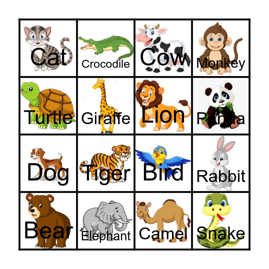 ANIMALS 2 Bingo Card