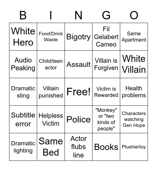 Generation Hope Bingo Card